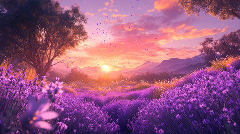 唯美梦幻花田场景