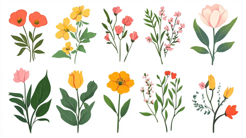 扁平化手绘花朵