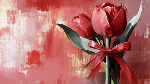 现代玫瑰花油画