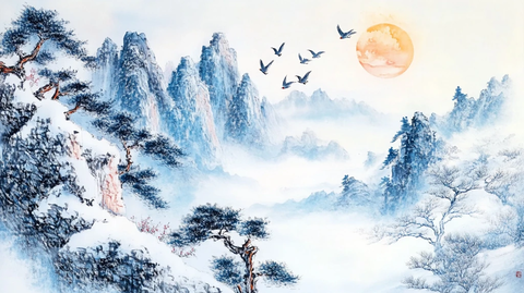 旭日东升迎客松