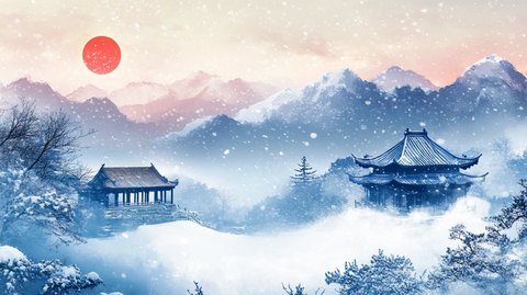 天界晓钟风景插画