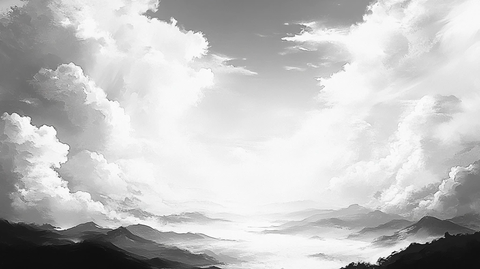 山水画黑白云海