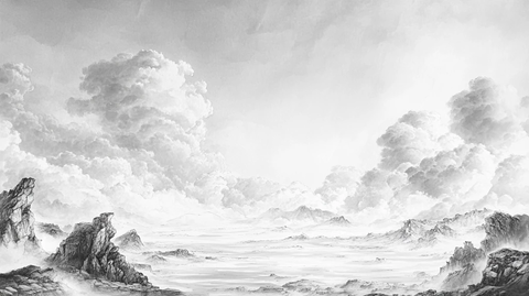 山水画黑白云海