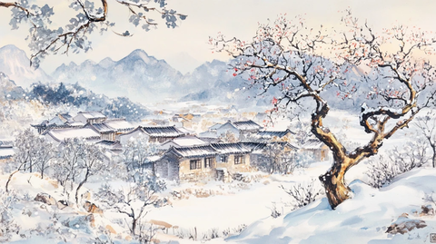 粉彩雪景图