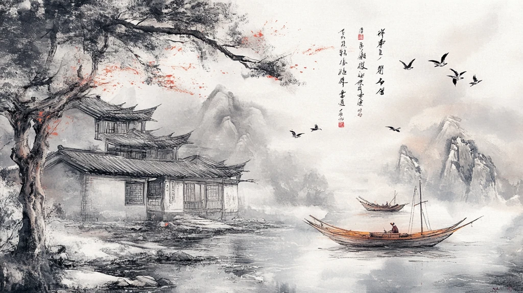 楼阁山水意境画