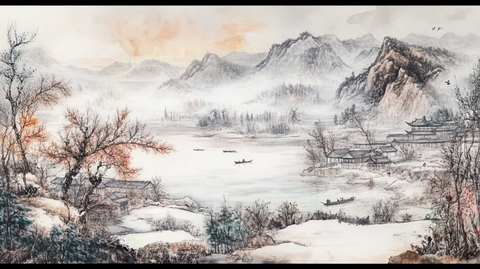 水墨数字画山水画壁纸