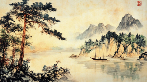 水墨数字画山水画壁纸