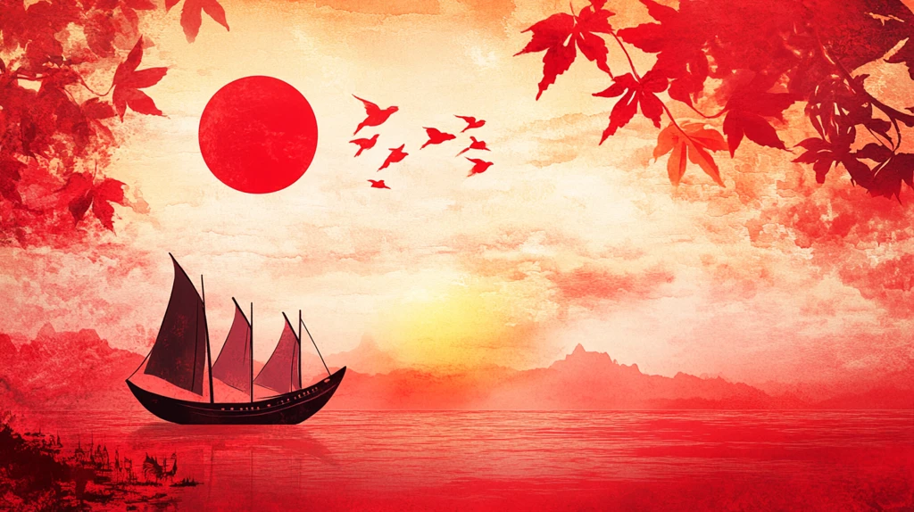 红日出东方意境中式画