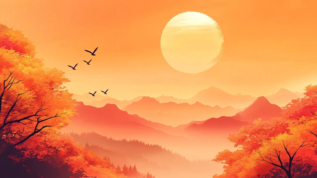 红日出东方意境中式画