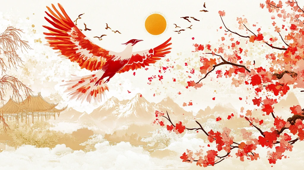 梅花仙鹤旭日东升