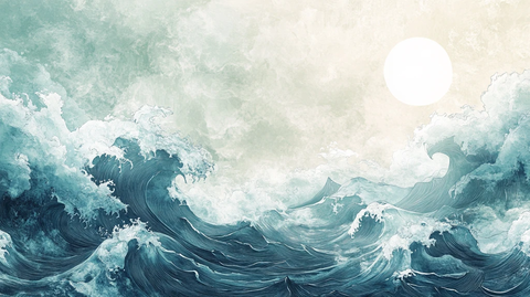 古风海浪包装插画