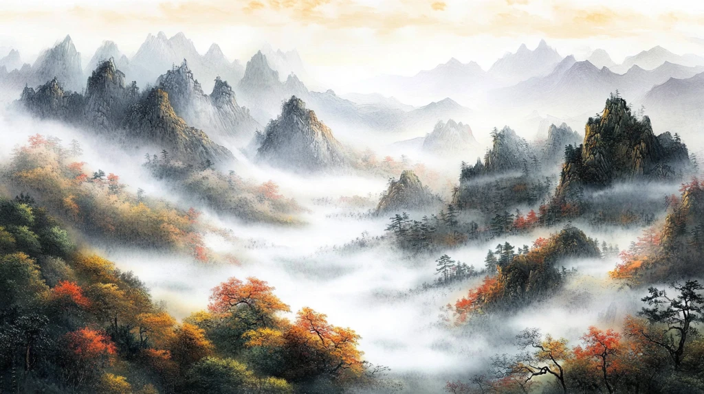 山水云雾风景画