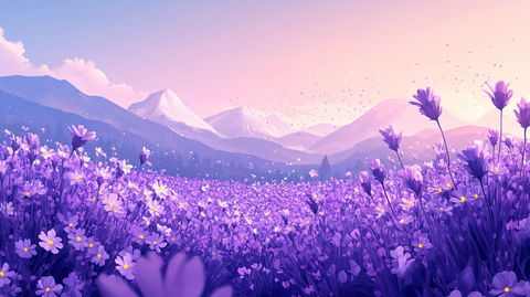 唯美梦幻花田场景