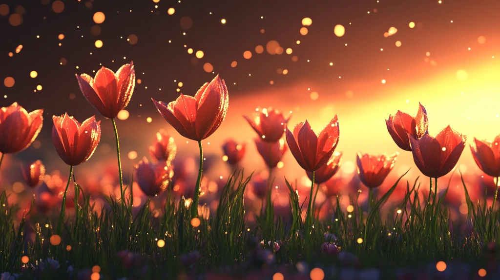 夕阳下的郁金香