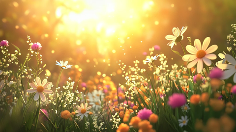 阳光与花丛