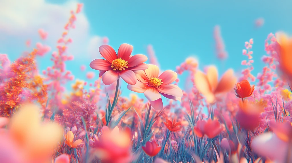 唯美梦幻花田场景