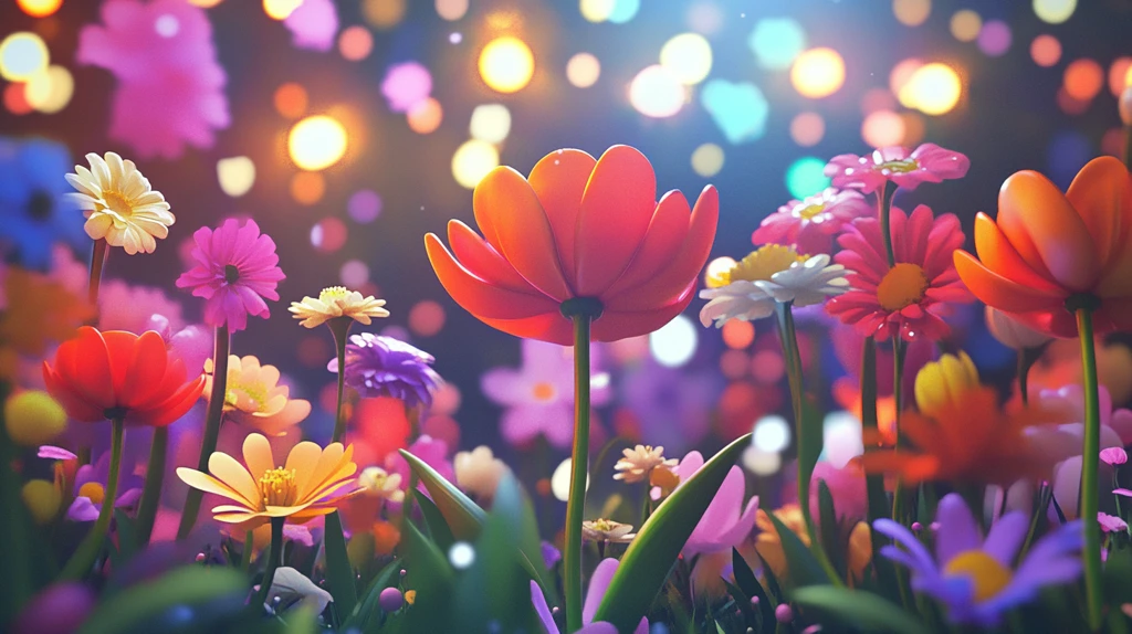 绚丽炫彩花儿盛开背景