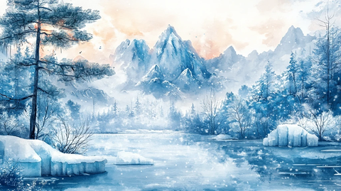 冬日山川风景插画