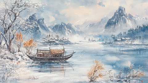 古风山水画断桥残雪