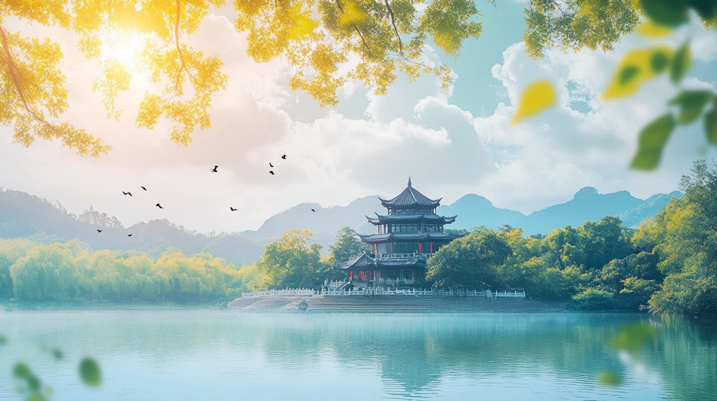 山水楼阁雅致意境风