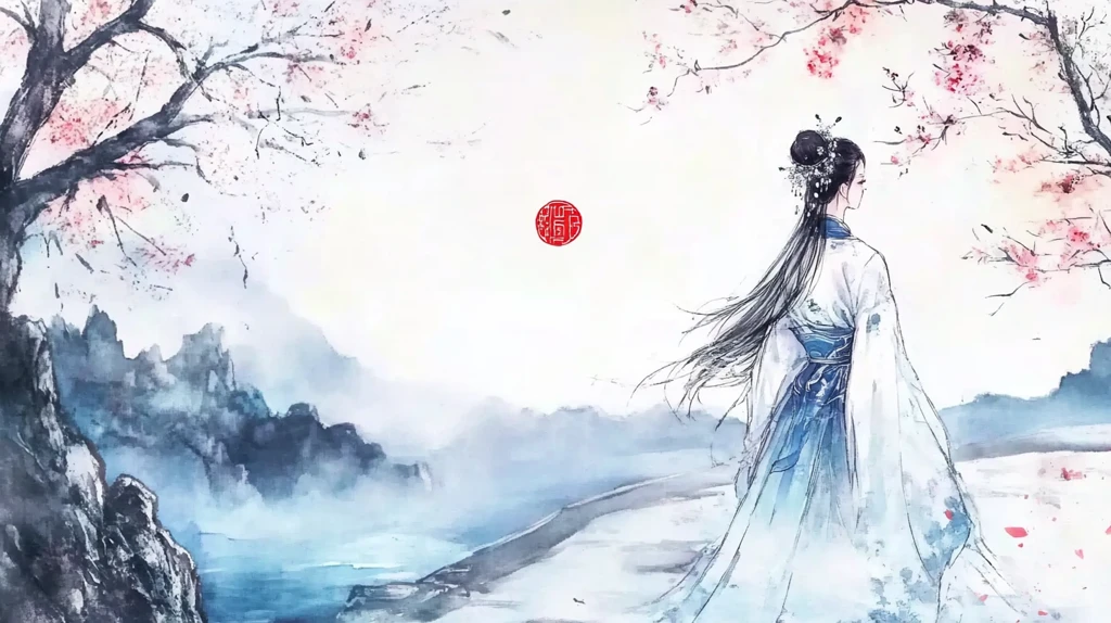 水彩风汉服美女