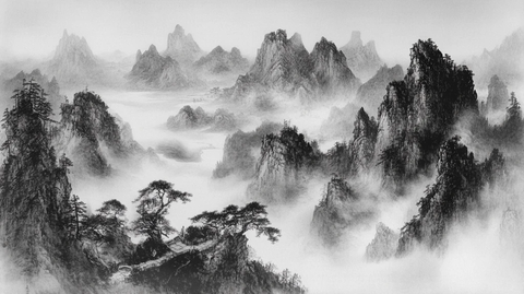 大画幅高清中式水墨山