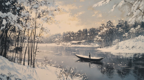 电脑油画冬天不冻河