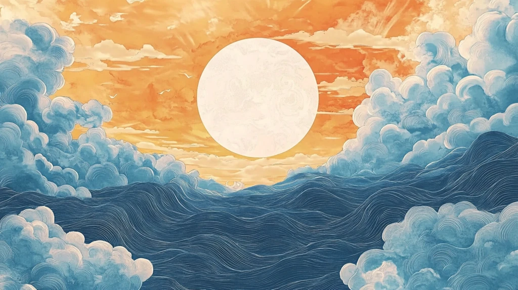 古风海浪包装插画