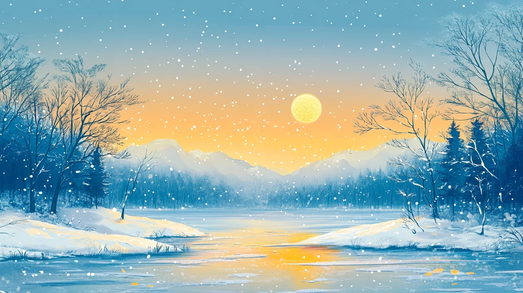 手绘雪夜风景无框画