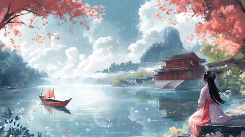 古风秋天景色插画