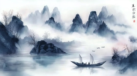 水墨数字画山水画壁纸