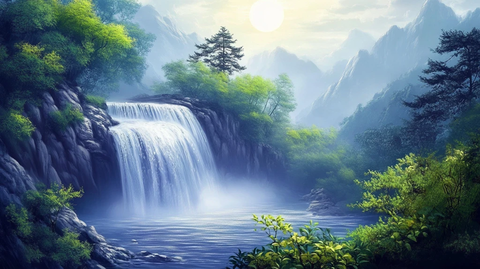 高清瀑布背景墙壁纸