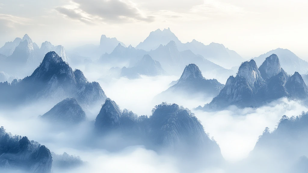 屏风墨韵禅意山峰云雾