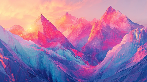 粉红色的超现实山脉