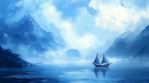 蓝色梦幻山水风情