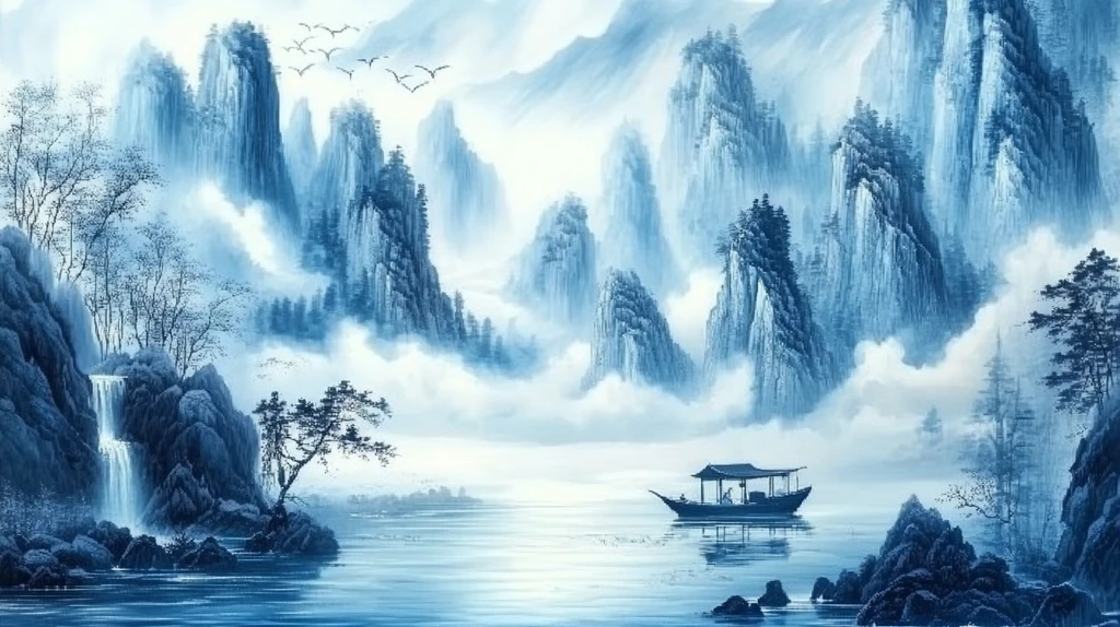 唯美山水背景墙