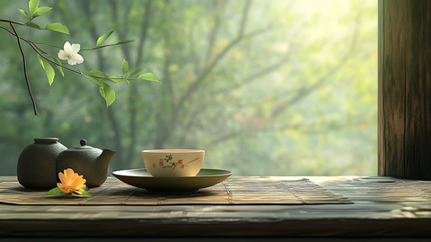 阳光下的茶具