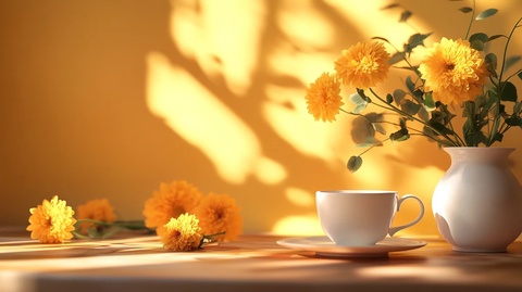 暖光灯下的鲜花