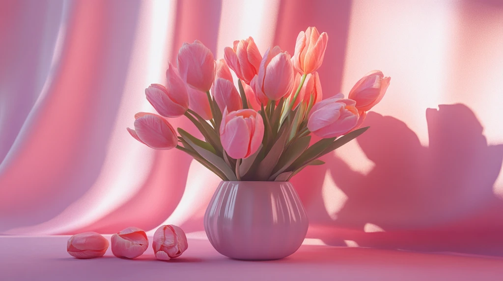 粉色郁金香花束