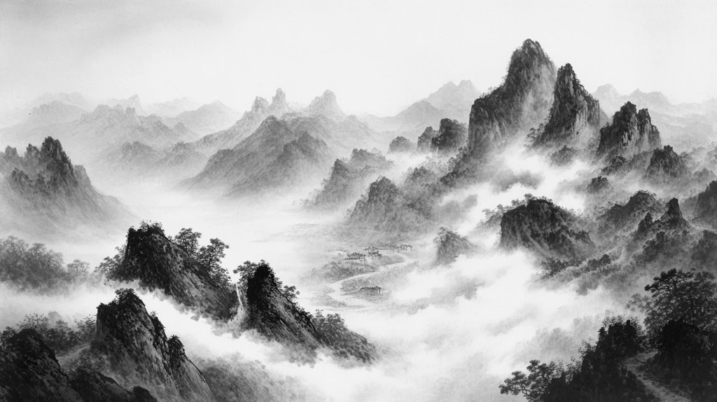 意境巨幅水墨山
