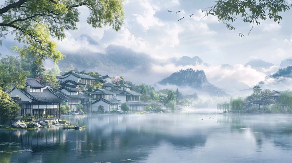 山水楼阁雅致意境风