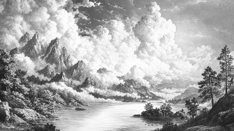 山水画黑白云海