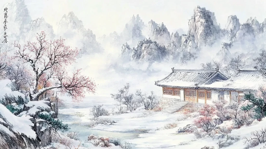 雪景山水画