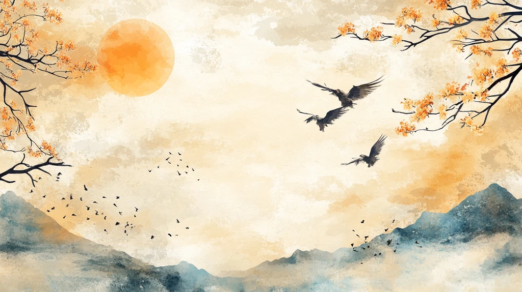 古风秋天景色插画