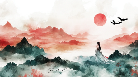 古风人像水墨山水