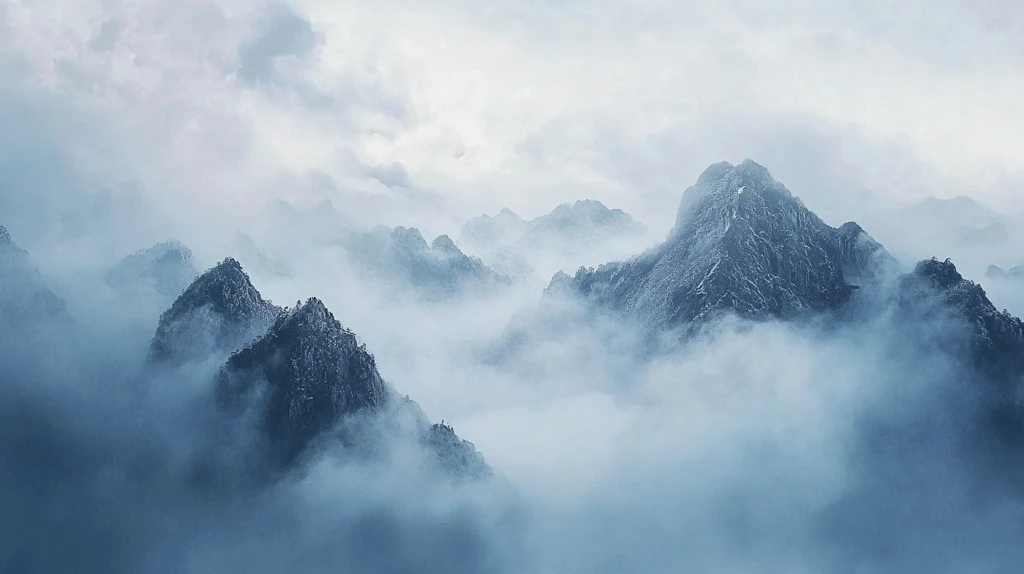 墨韵禅意山峰云雾风景