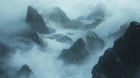 墨韵禅意山峰云雾意境