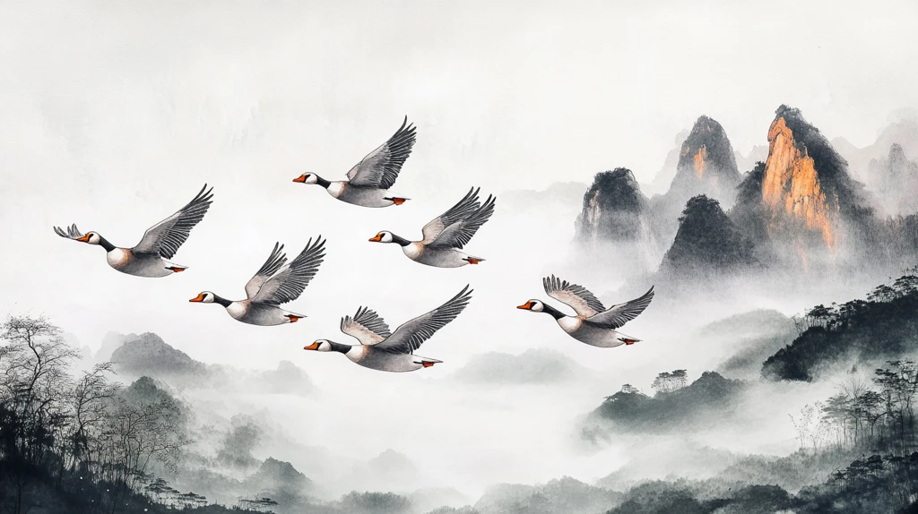 中式意境山水画瑞鹤图