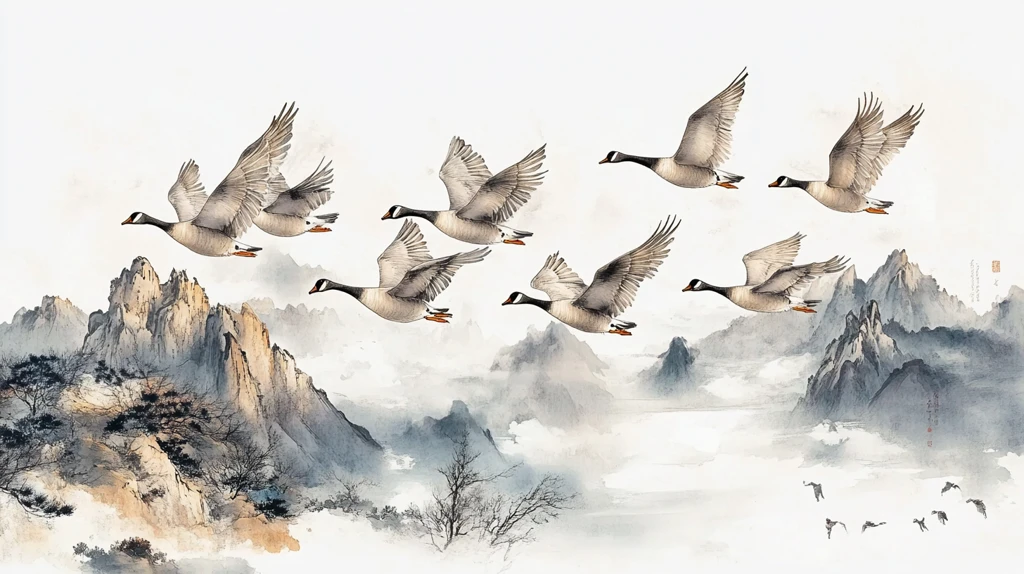 中式意境山水画瑞鹤图