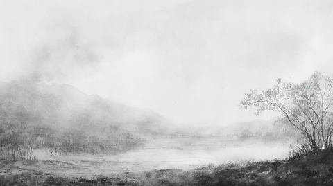 烟墨意境山水水彩画